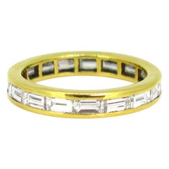 Channel Set 1.70 Carat Baguette Diamonds Yellow Gold Eternity Wedding Band