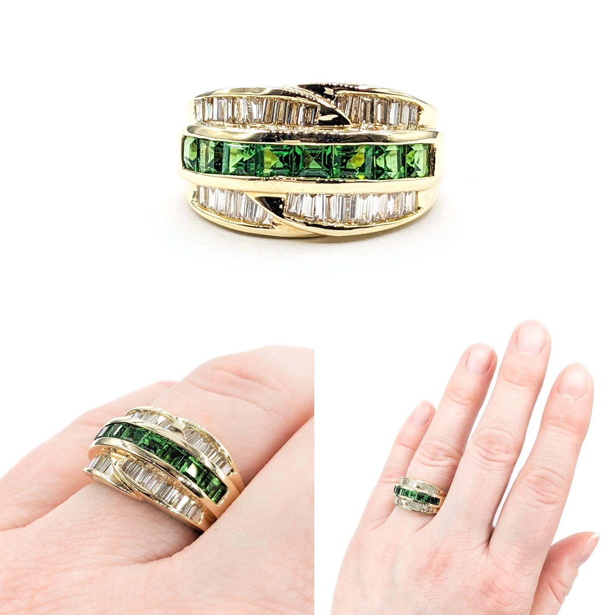 Channel Set .54ctw Tsavorite Garnets & .75ctw diamonds Ring In Yellow Gold


This striking Gemstone Fashion Ring, artfully crafted in 14kt Yellow gold, boasts a vibrant .54ctw Tsavorite Garnets centerpiece, beautifully complemented by .75ctw