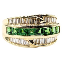 Channel Set .54ctw Tsavorite Garnets & .75ctw diamonds Ring In Yellow Gold