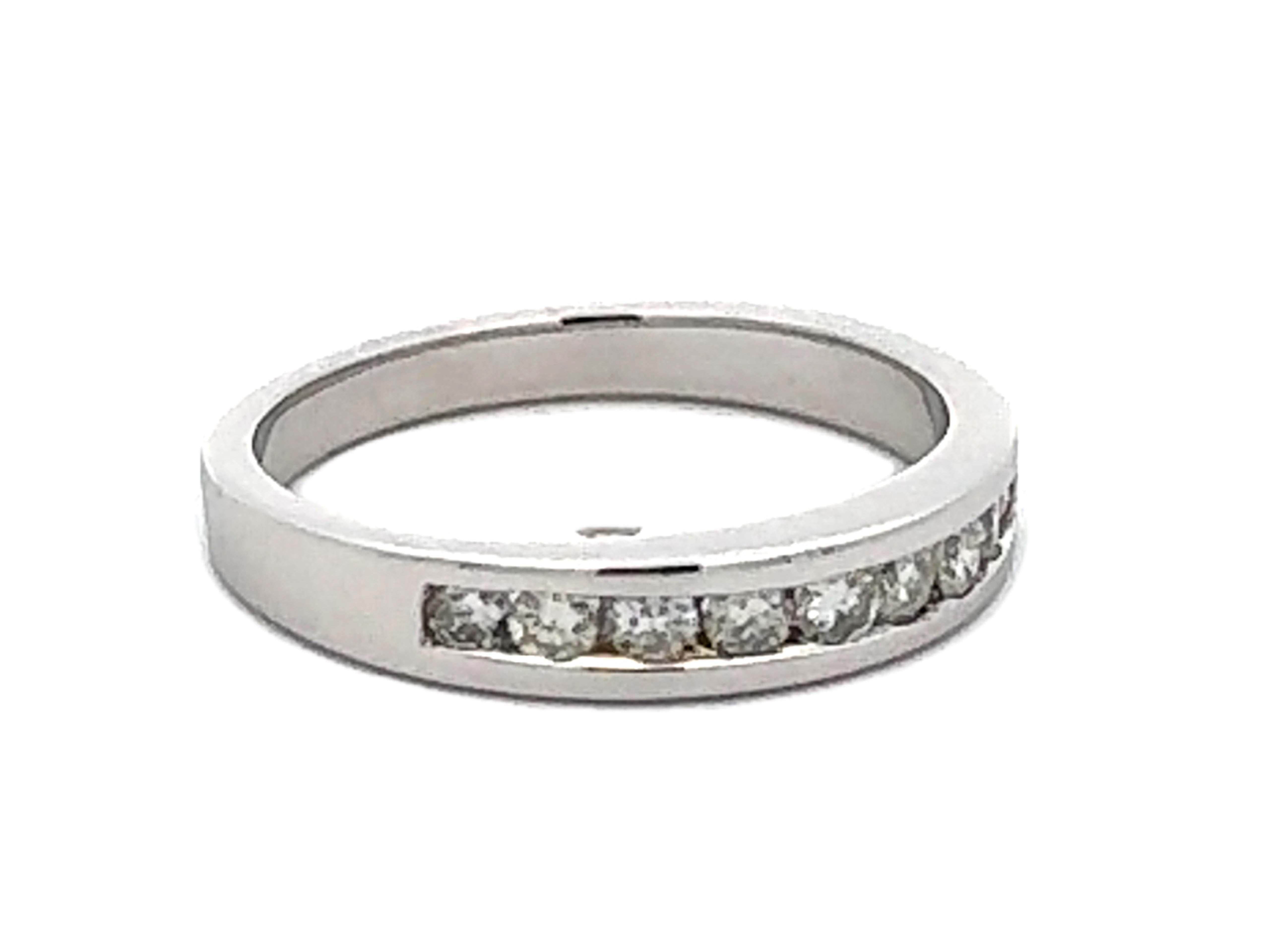 Modern Channel Set 9 Brilliant Cut Diamond Band Ring Platinum For Sale