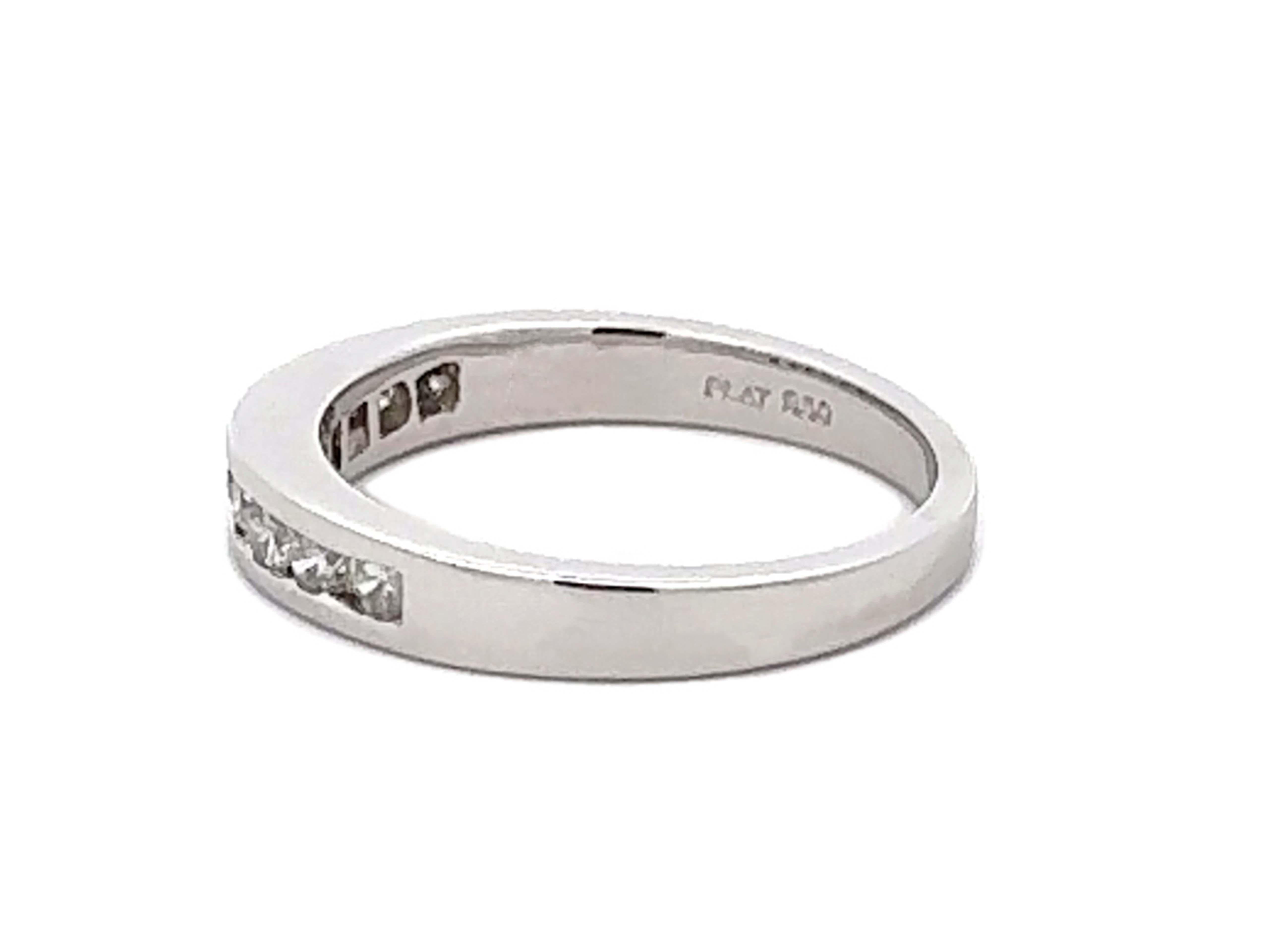 Women's or Men's Channel Set 9 Brilliant Cut Diamond Band Ring Platinum For Sale