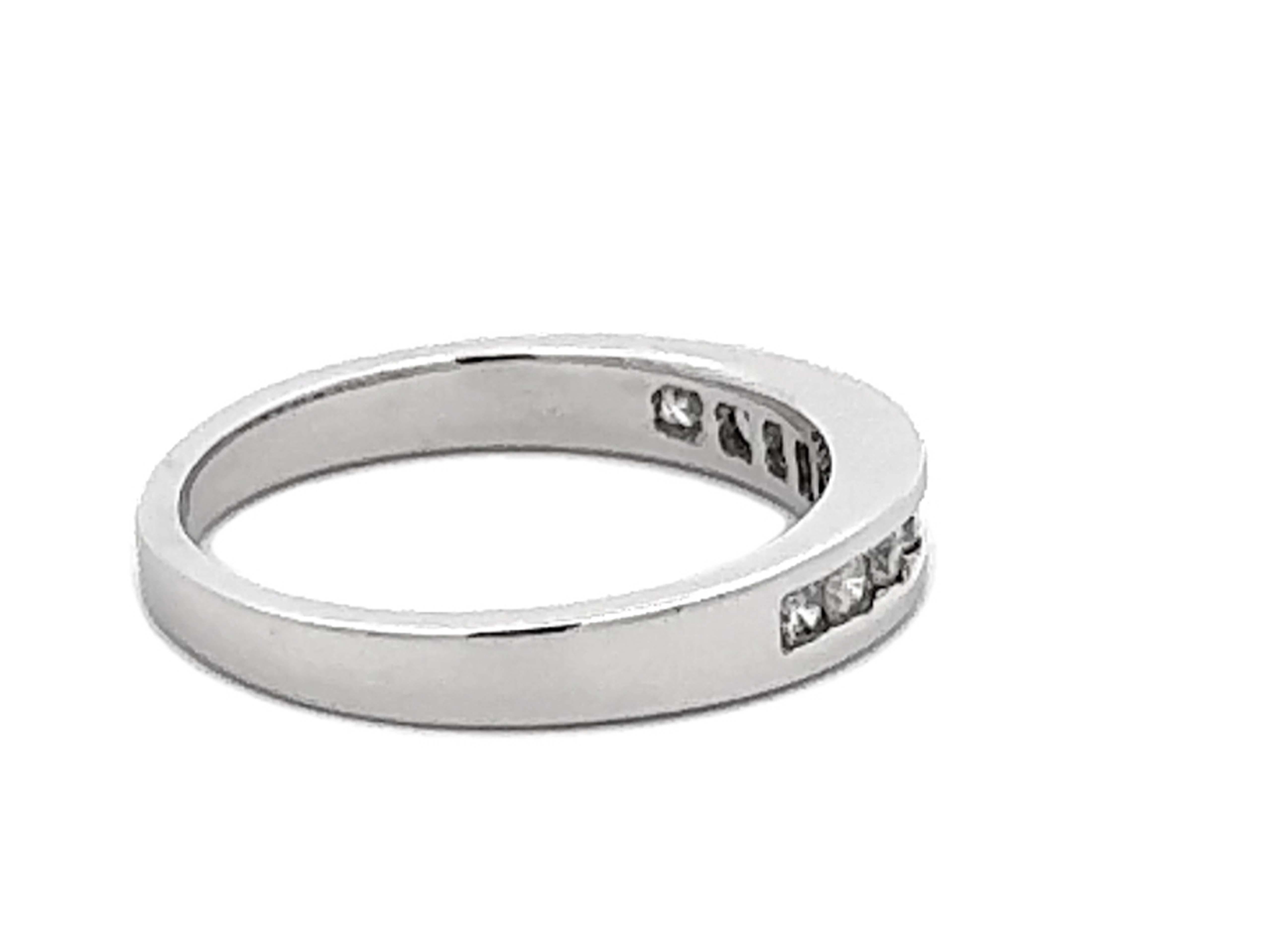 Channel Set 9 Brilliant Cut Diamond Band Ring Platinum For Sale 1