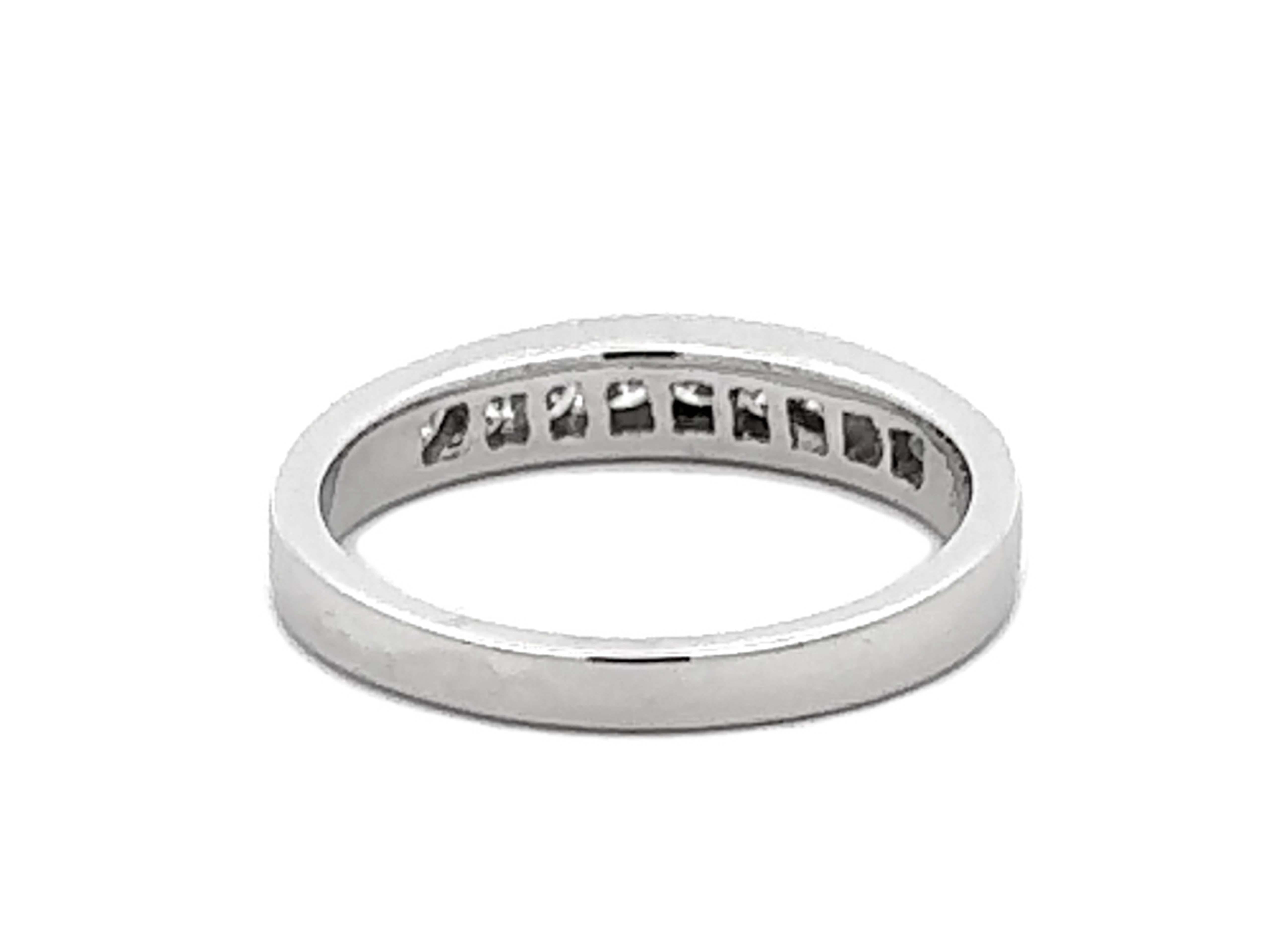 Channel Set 9 Brilliant Cut Diamond Band Ring Platinum For Sale 2