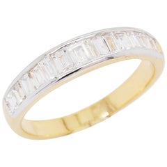 18 Karat Gold Channel Set Baguette Diamond Contemporary Band Ring