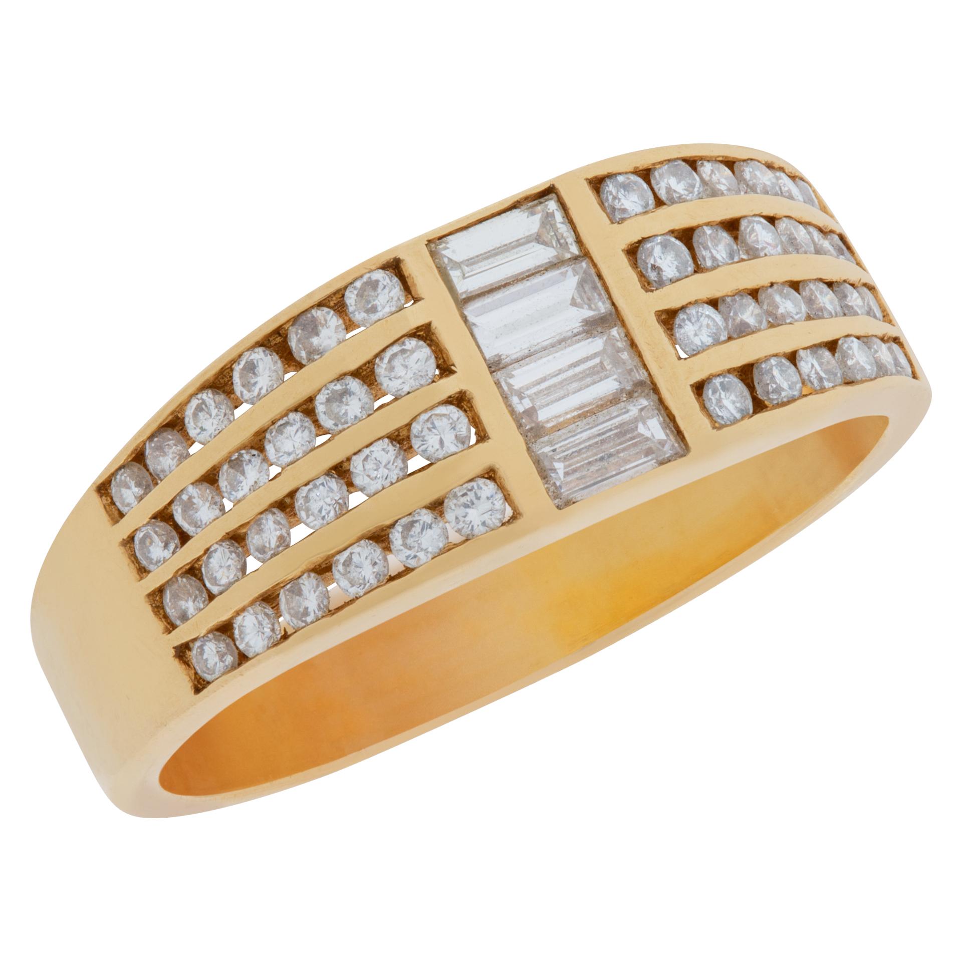 Baguette Cut Channel-Set Baguette & Round Diamond Ring in 14k Gold. 0.70 Carats in Diamonds For Sale