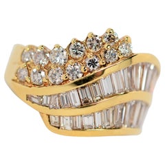 Channel Set Baguette 
Round Diamond Ring Set in 18K Yellow Gold, 2.97 Carats