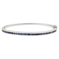 Pulsera apilable de zafiro azul engarzado en plata 925 Joyas
