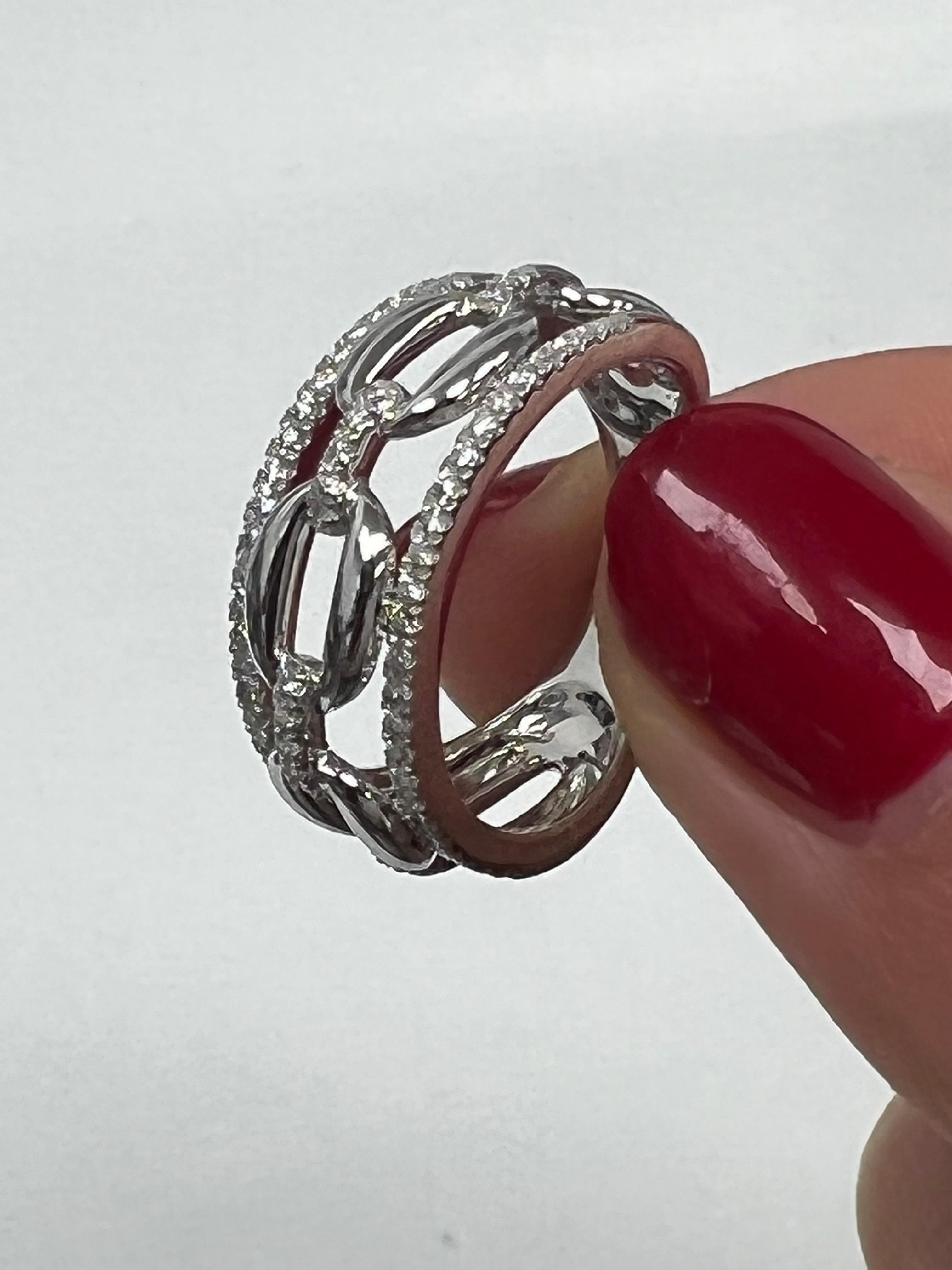 Contemporary Channel Set Chain Link Diamond Ring For Sale