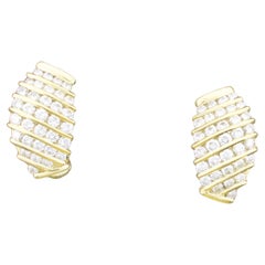 Channel Set Diamond 18k Yellow Gold Earrings 2.00 carats.