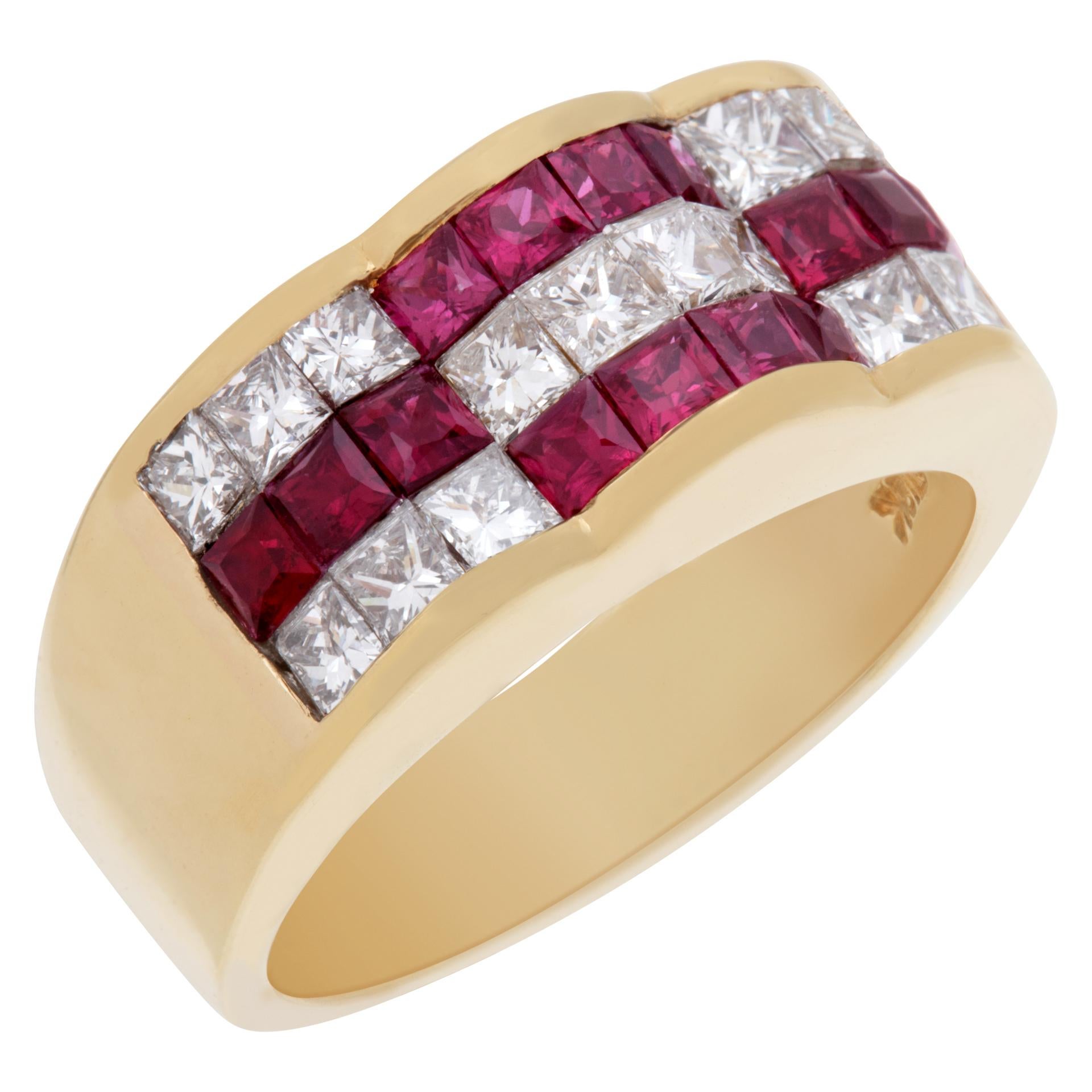 ruby and diamond channel ring