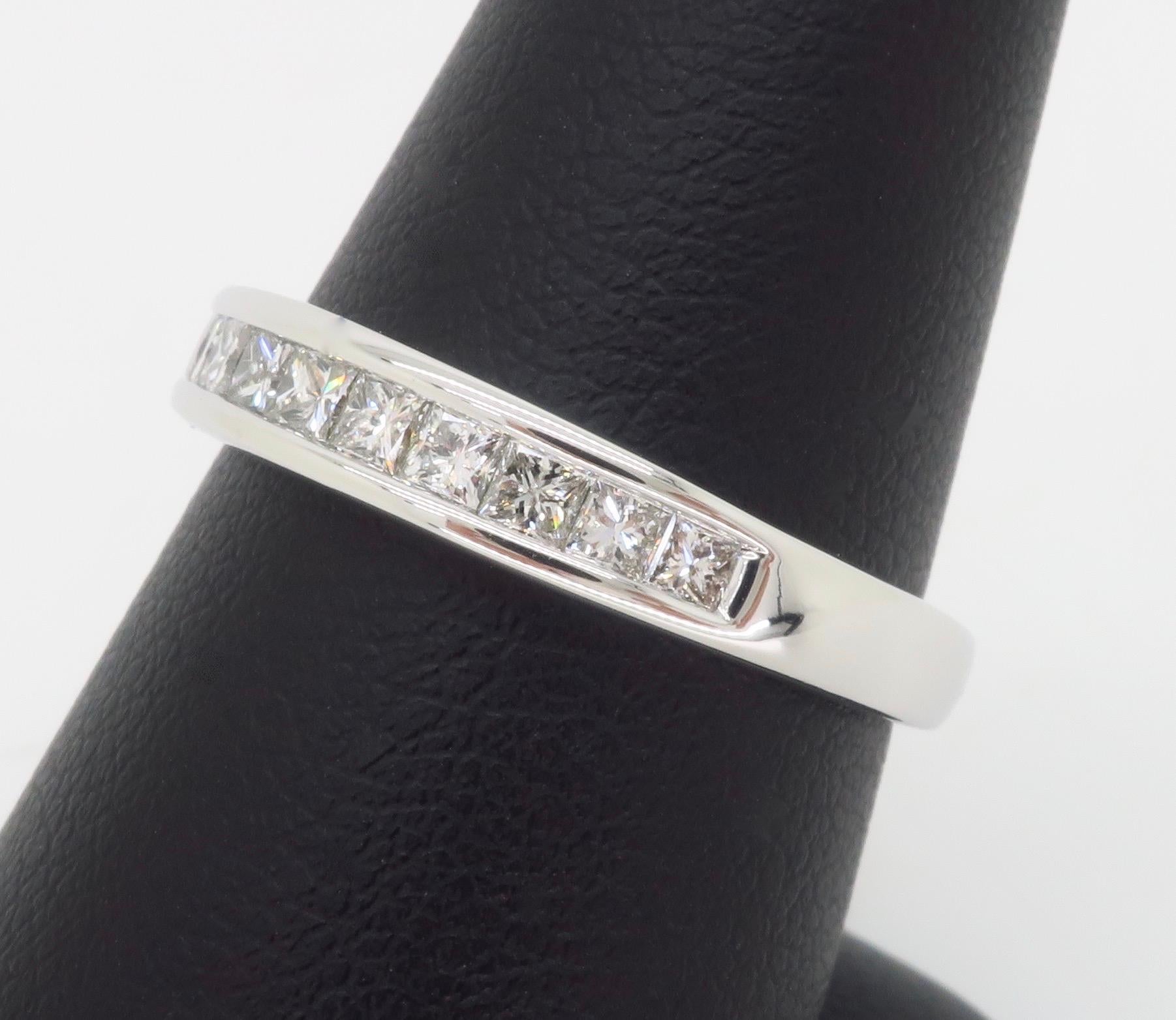 Channel Set Diamond Band Made in 14k White Gold For Sale 6