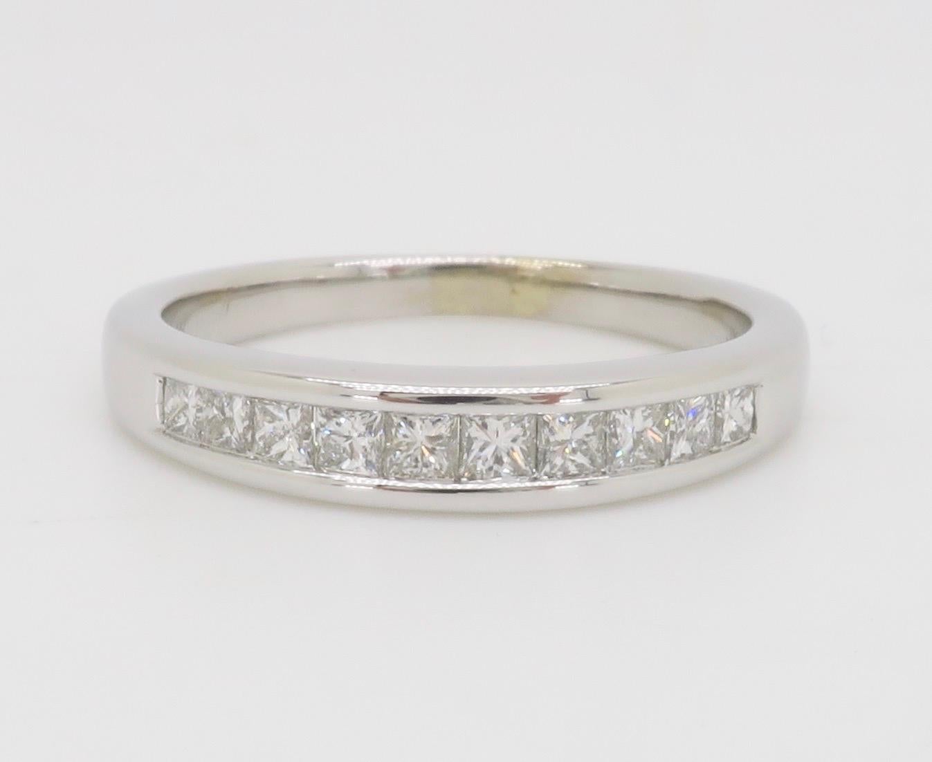 Channel Set Diamond Band Made in 14k White Gold For Sale 1