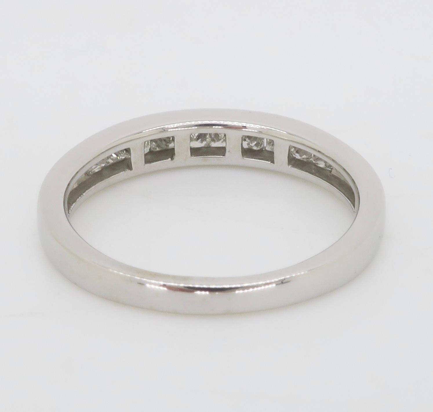 Channel Set Diamond Band Made in 14k White Gold For Sale 3