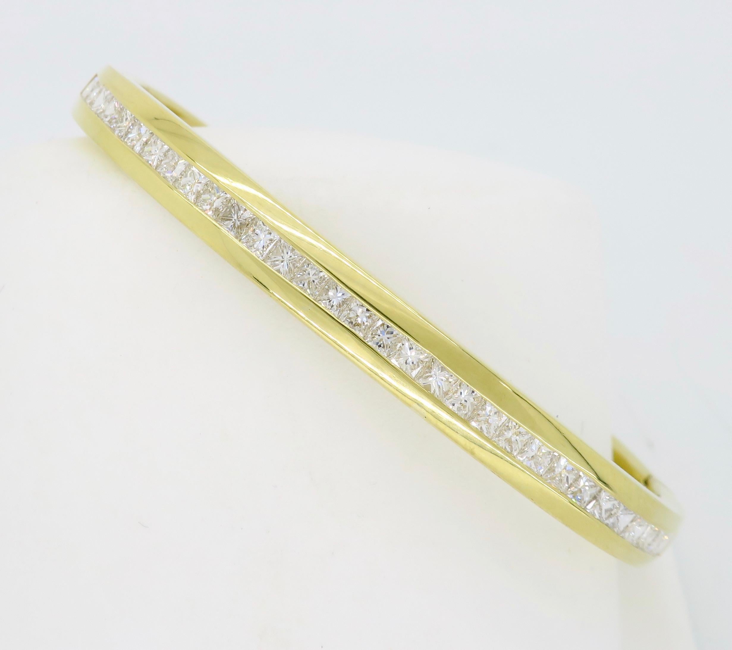 Channel Set Diamond Bangle Bracelet in 18 Karat Yellow Gold 1