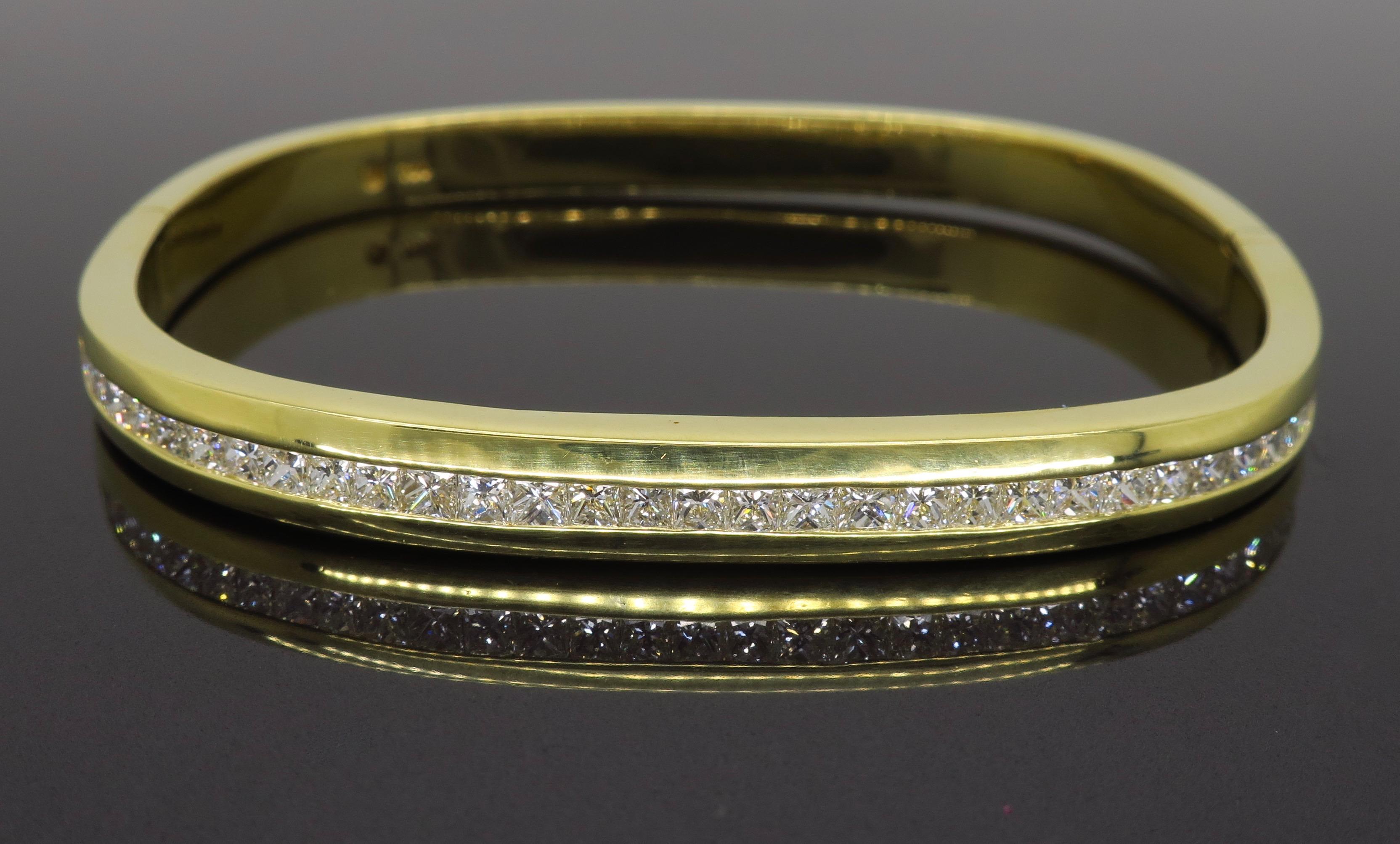 Channel Set Diamond Bangle Bracelet in 18 Karat Yellow Gold 2