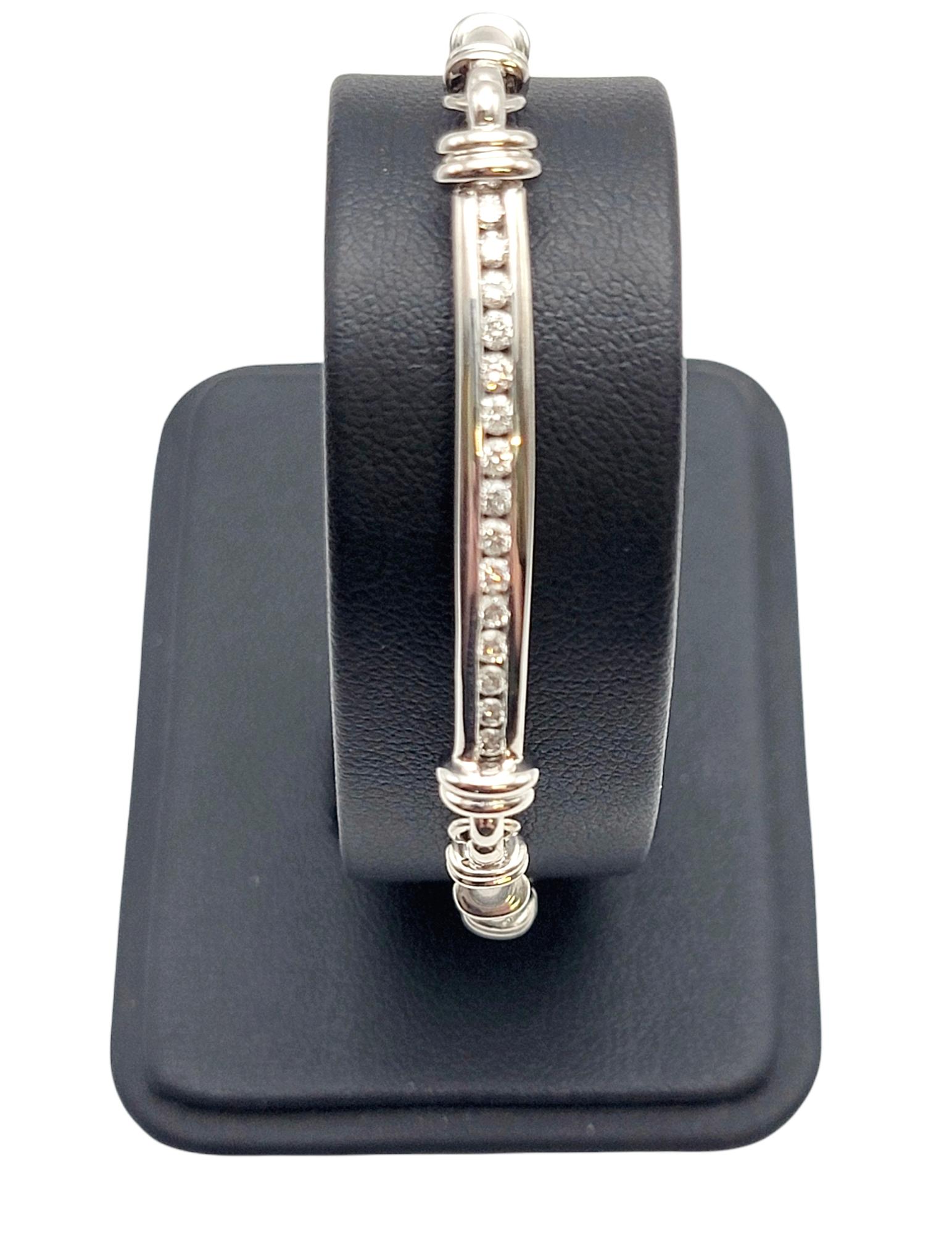 Channel Set Diamond Bar Link Bracelet 14 Karat White Gold .45 Carats Total For Sale 6