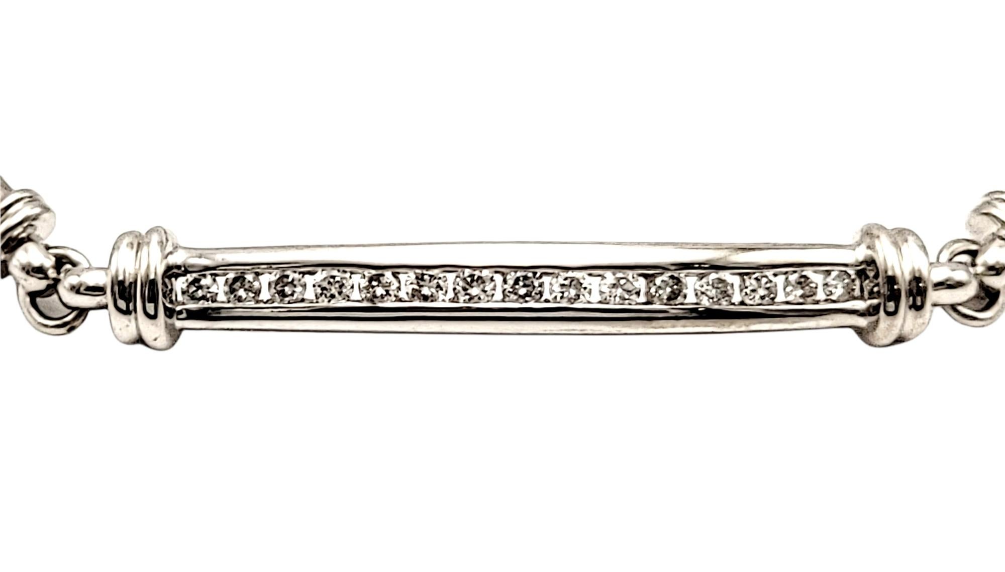 Contemporary Channel Set Diamond Bar Link Bracelet 14 Karat White Gold .45 Carats Total For Sale