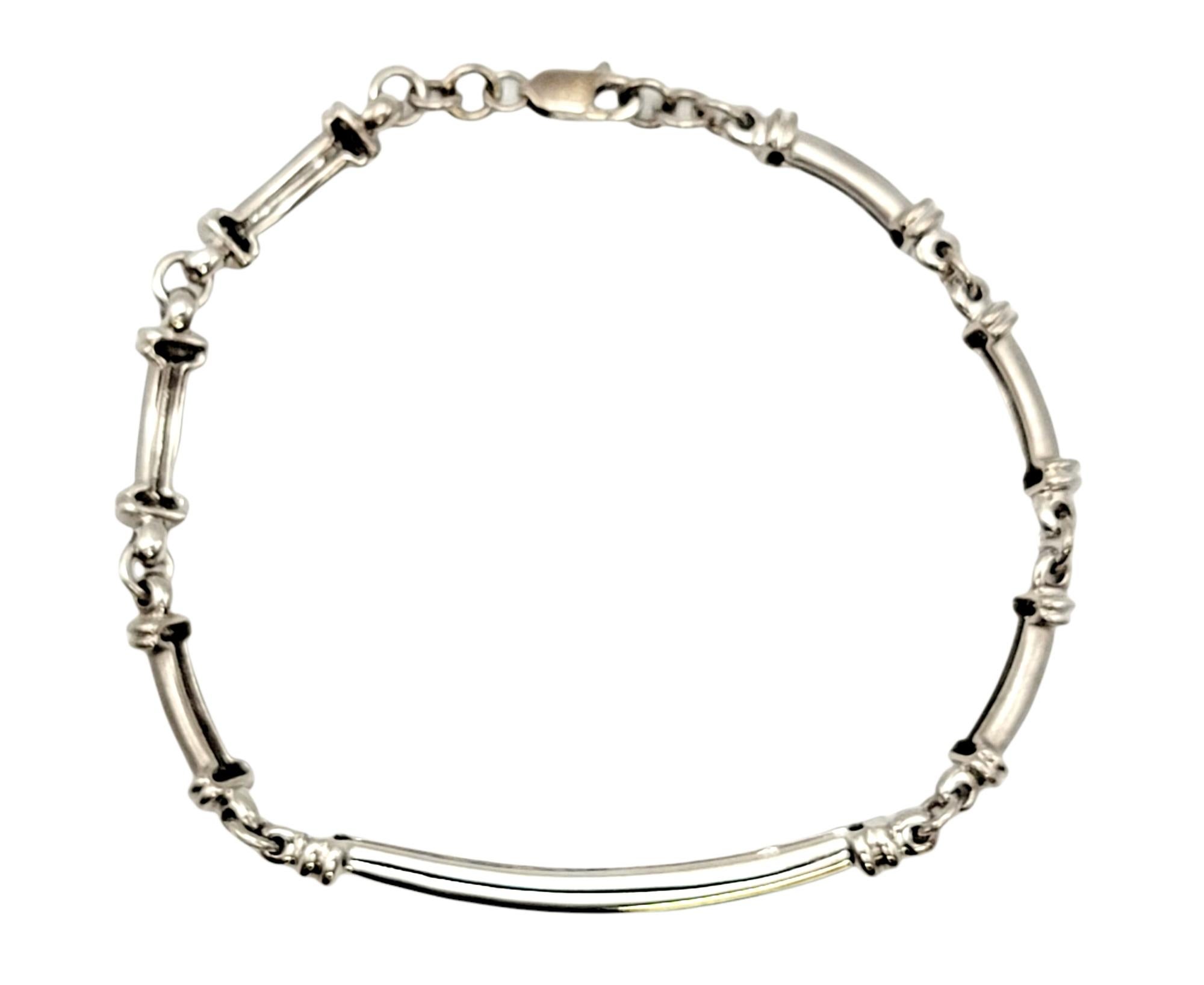 Channel Set Diamond Bar Link Bracelet 14 Karat White Gold .45 Carats Total In Good Condition For Sale In Scottsdale, AZ