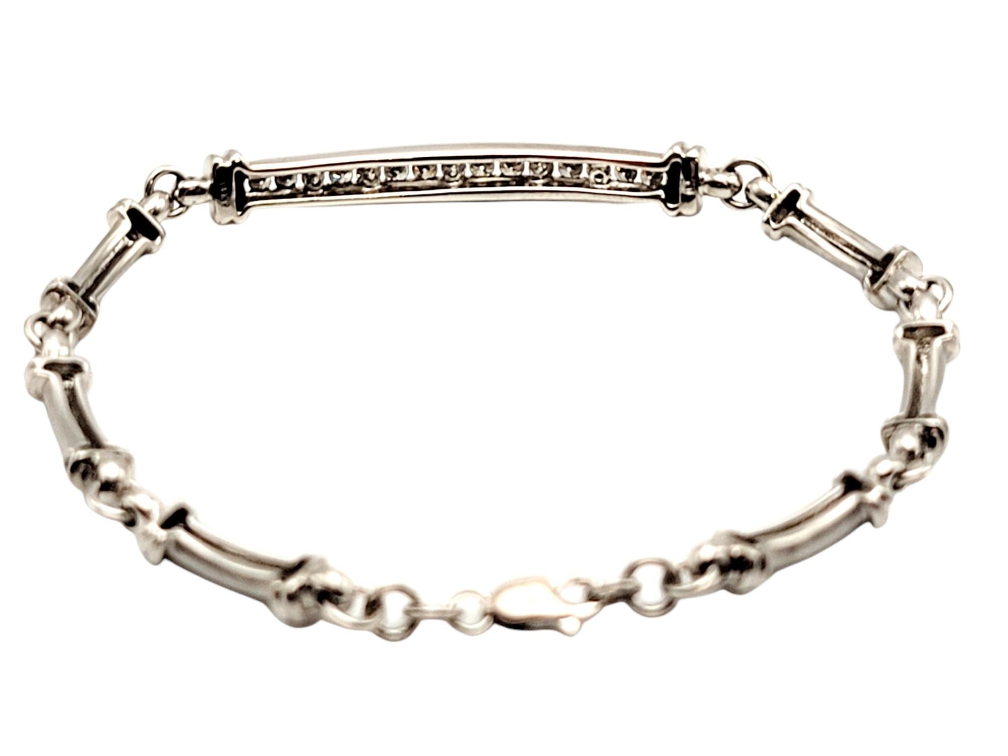 Women's Channel Set Diamond Bar Link Bracelet 14 Karat White Gold .45 Carats Total For Sale