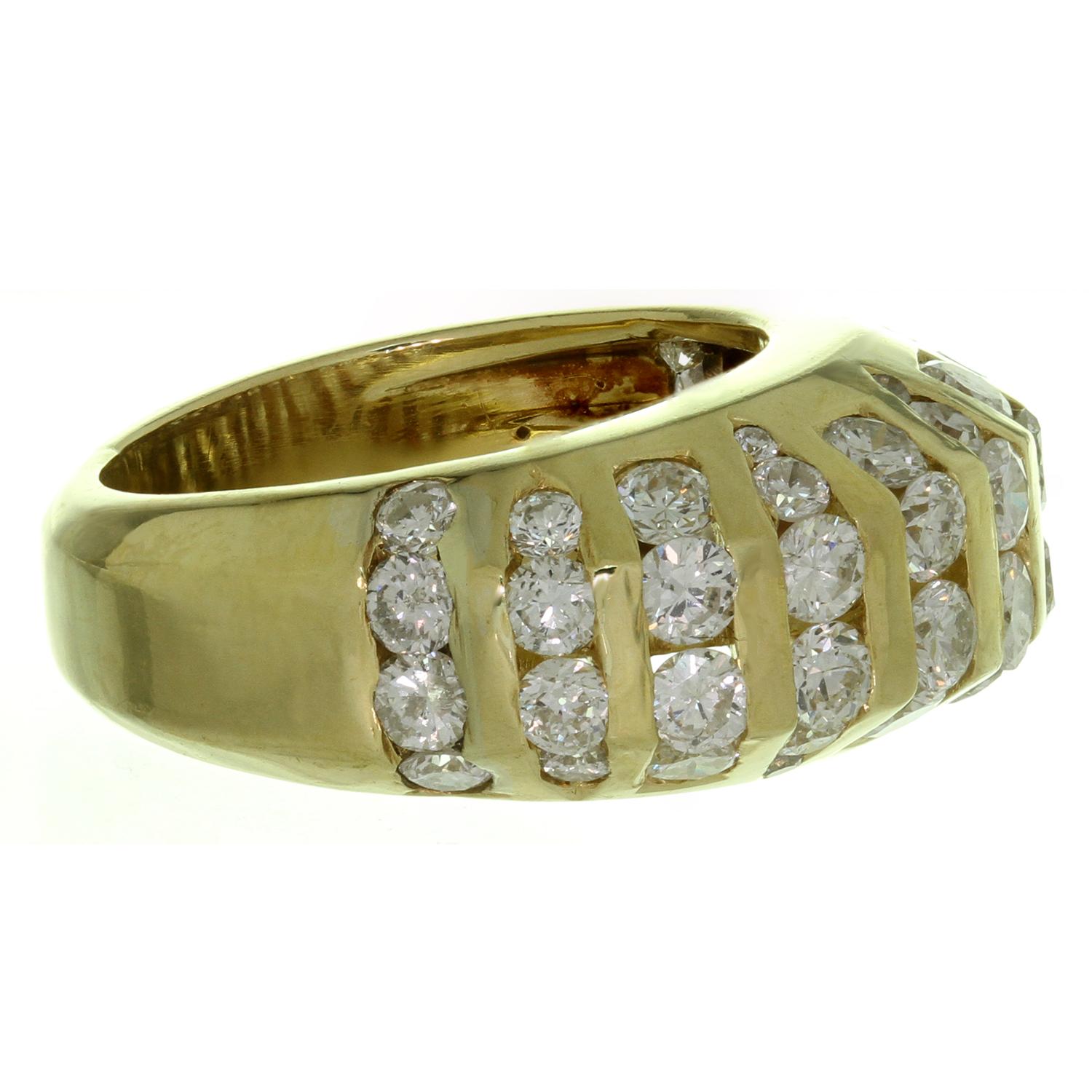 Brilliant Cut Channel-Set Diamond Domed Yellow Gold Estate Ring