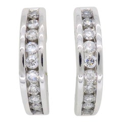 Channel Set Diamond Hoop Earrings