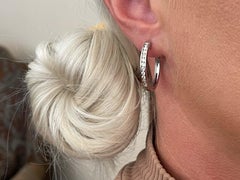 Channel Set Diamond Hoop Earrings in 14K White Gold