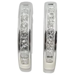 Channel Set Diamond Huggie Hoop Earrings