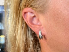 Channel Set Diamond J-Hoop Earrings 14k White Gold