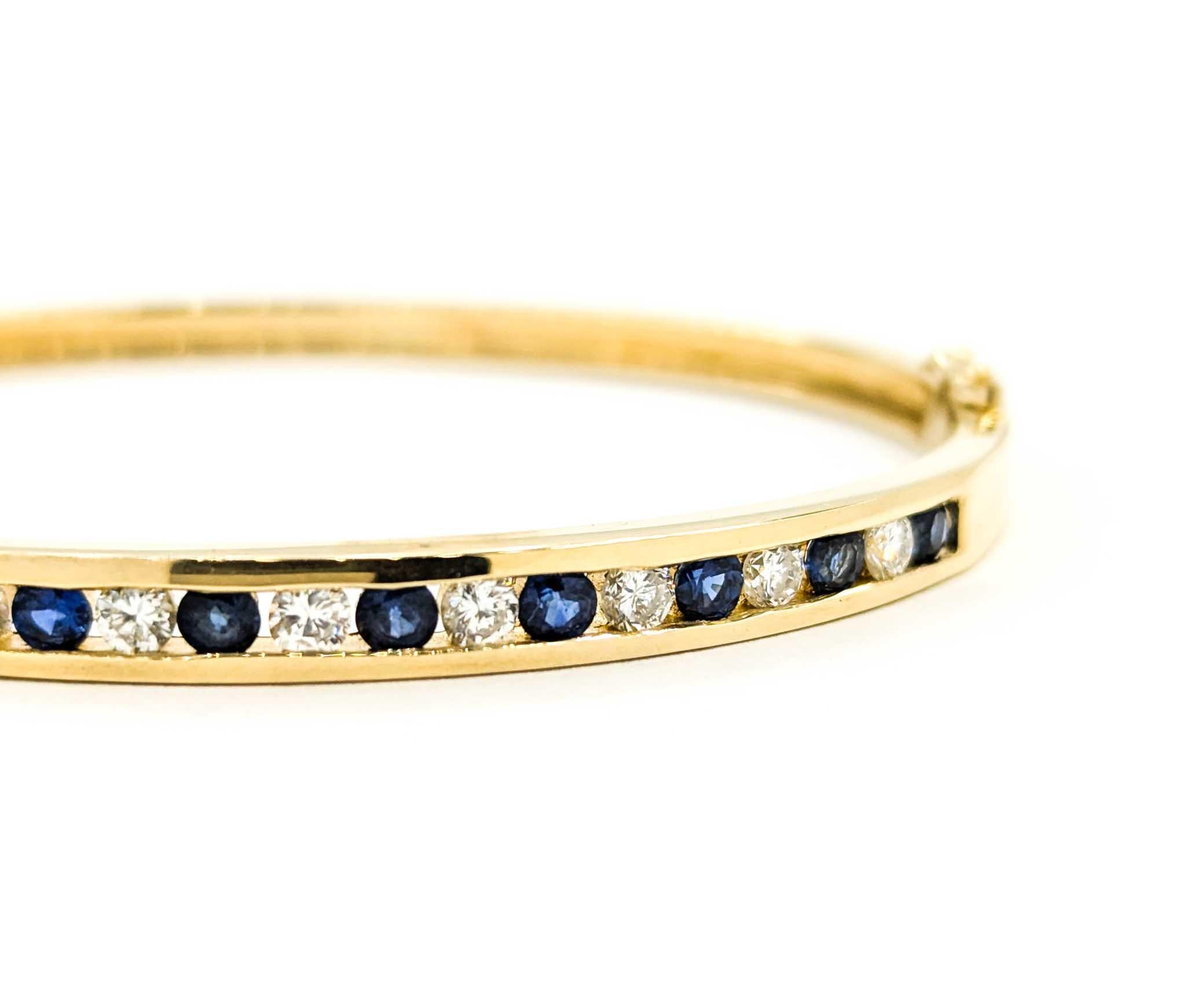 Channel Set Diamant & Saphir Armreif aus Gelbgold 4