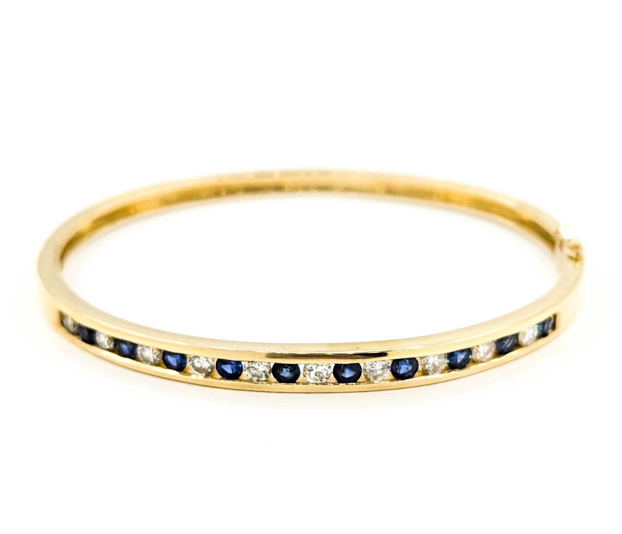 Channel Set Diamant & Saphir Armreif aus Gelbgold 5