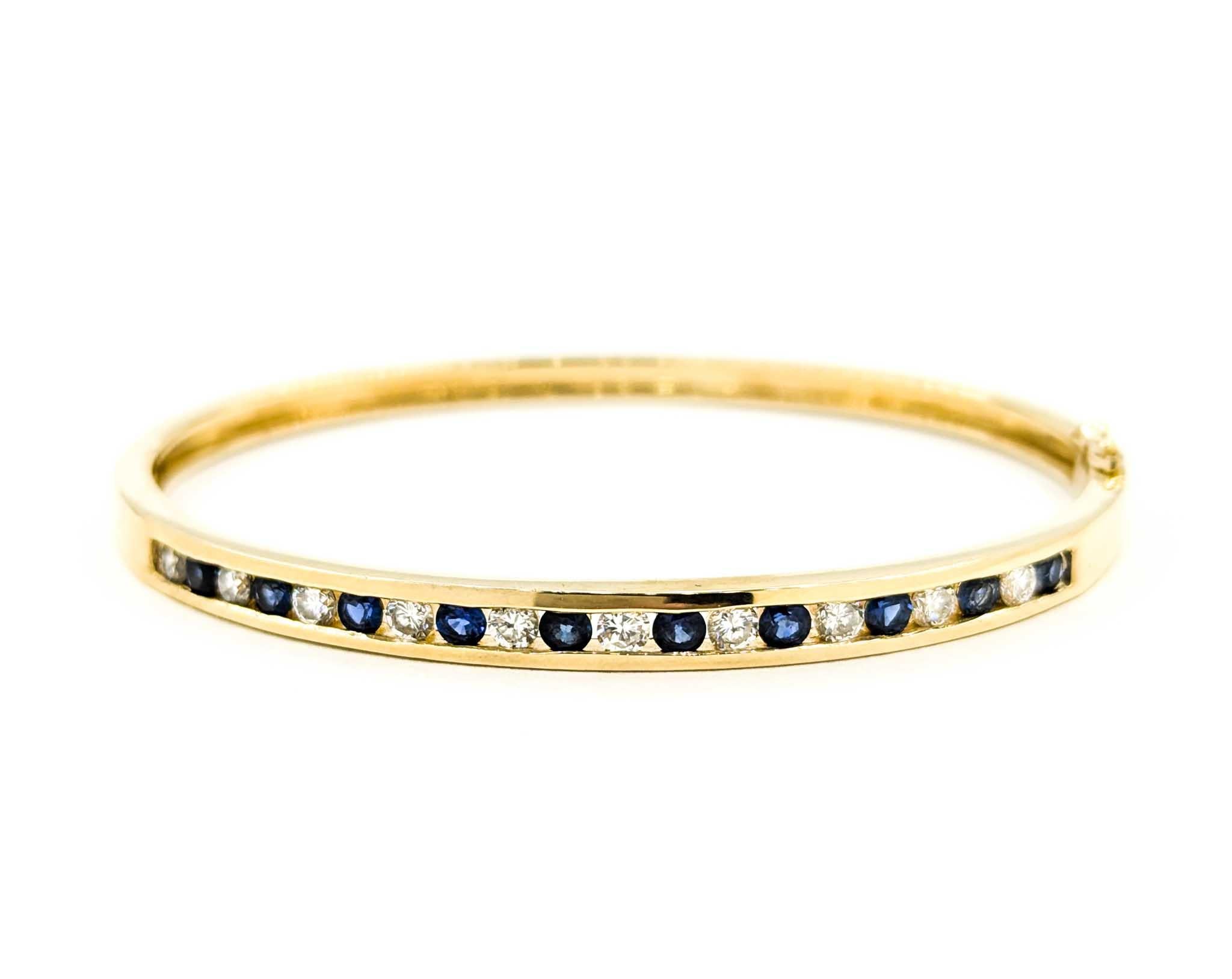 Channel Set Diamant & Saphir Armreif aus Gelbgold 6