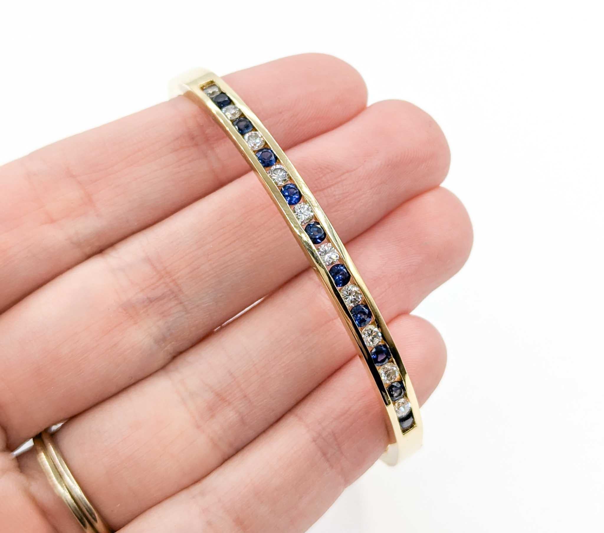 Channel Set Diamant & Saphir Armreif aus Gelbgold (Zeitgenössisch)