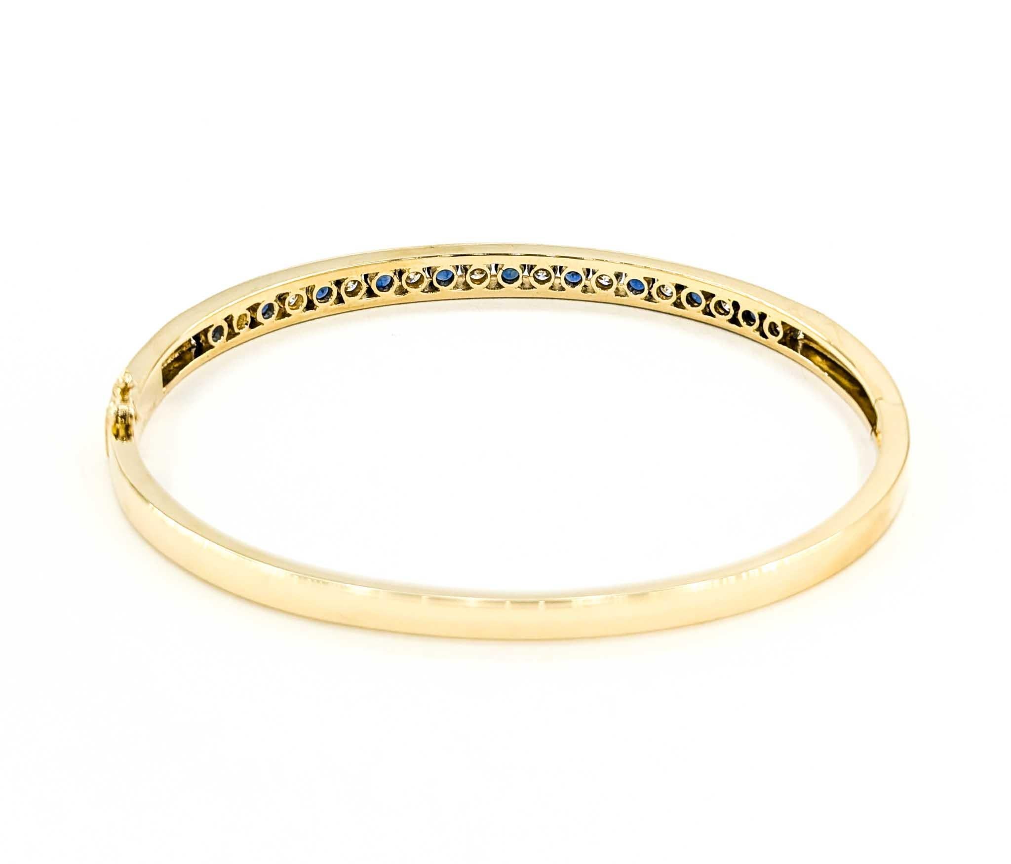 Channel Set Diamant & Saphir Armreif aus Gelbgold Damen
