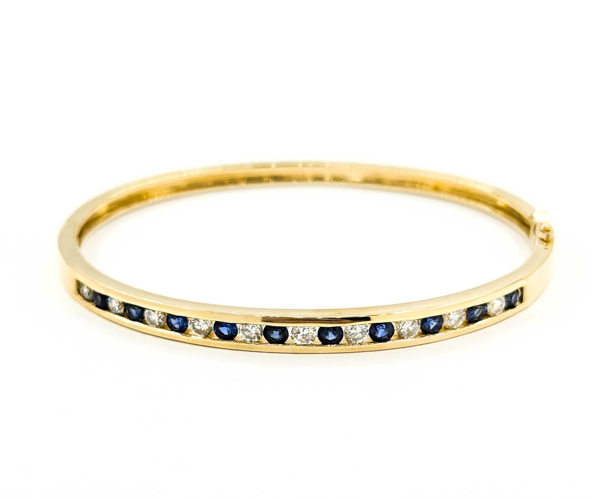 Channel Set Diamant & Saphir Armreif aus Gelbgold 2