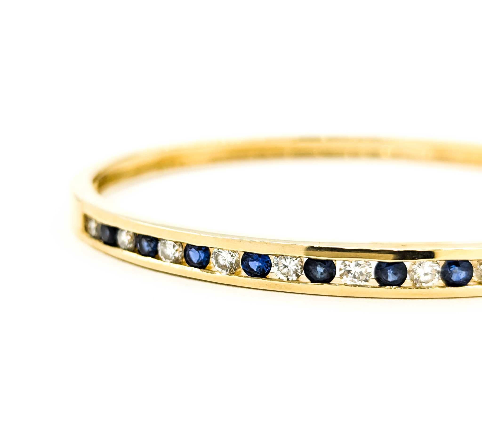 Channel Set Diamant & Saphir Armreif aus Gelbgold 3