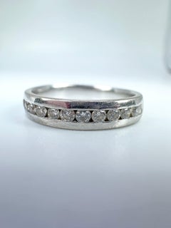 Channel Set Diamond Wedding Band 14 Karat White Gold 0.12 Carat