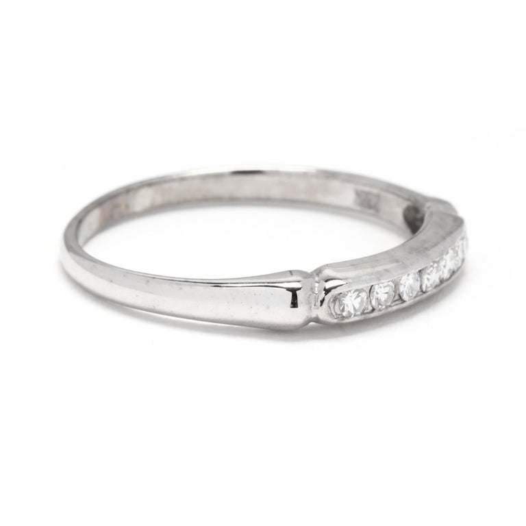Channel Set Diamond Wedding Band, 14KT White Gold, Ring For Sale at 1stDibs