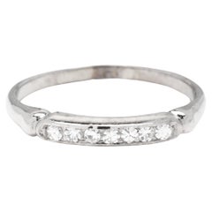 Retro Channel Set Diamond Wedding Band, 14KT White Gold, Ring