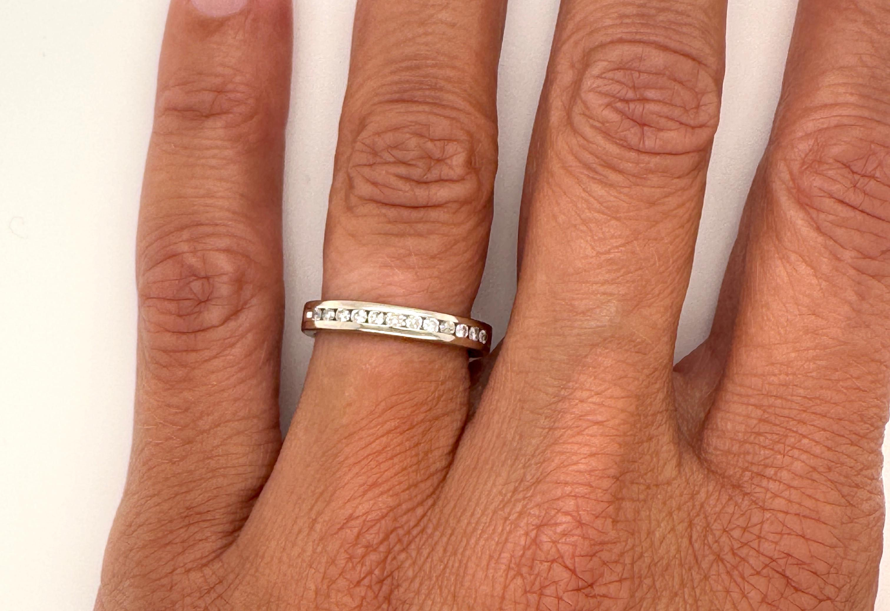 Channel Set Diamond Wedding Band .25ct Mined 14K Anniversary Ring Die Struck 3mm For Sale 1