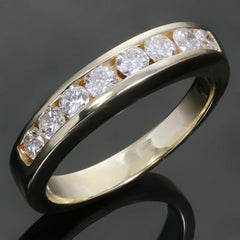 Channel-Set Diamond Yellow Gold Band Ring