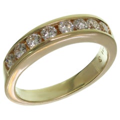 Vintage Channel-Set Diamond Yellow Gold Band Ring