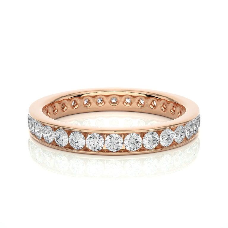 For Sale:  Channel Set Moissanite Band Gift for Girlfriend in Rose Gold Plated 925 Silver 11