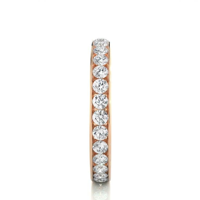 For Sale:  Channel Set Moissanite Band Gift for Girlfriend in Rose Gold Plated 925 Silver 9