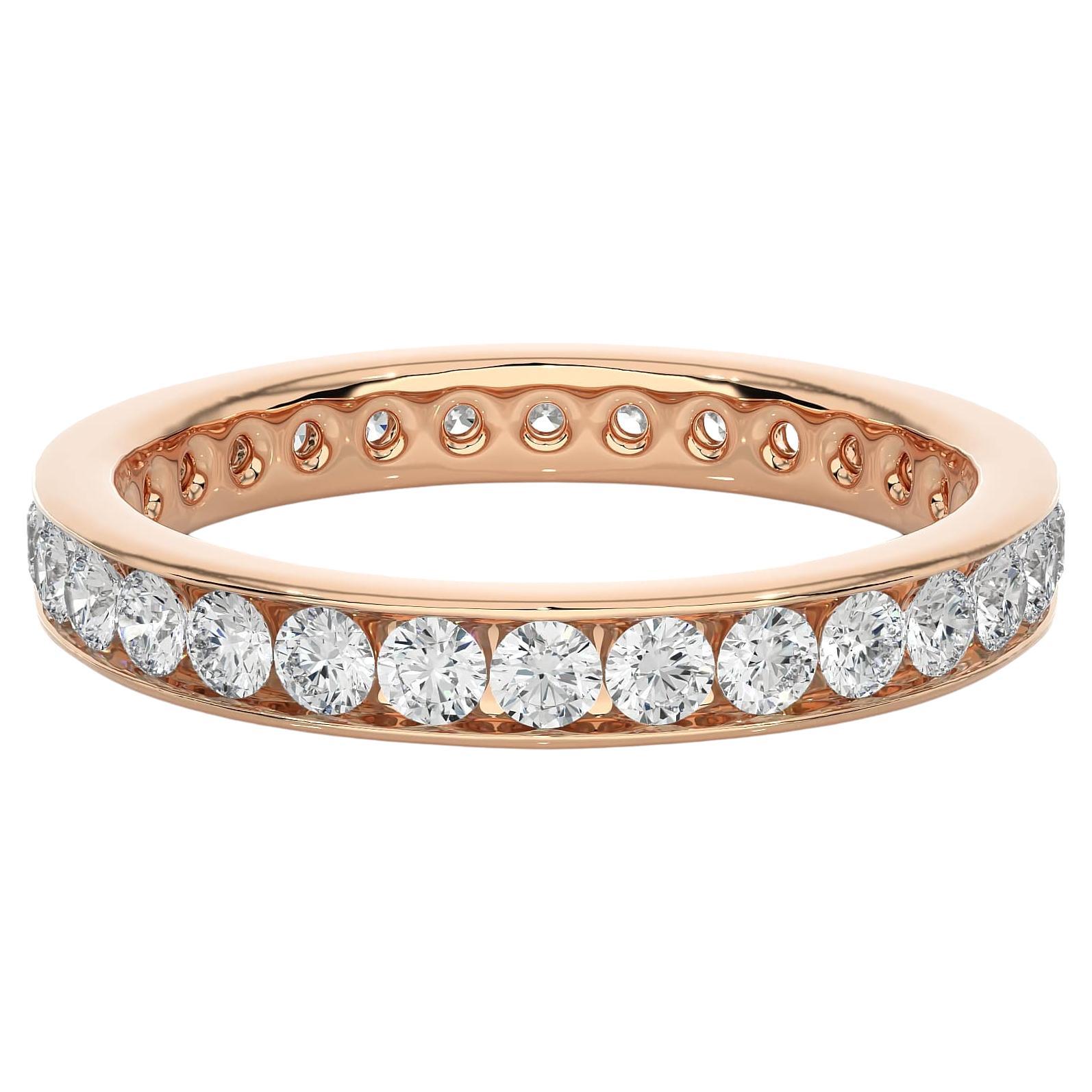 Channel Ring Customizable Channel Set Moissanite Band Ring for Her in Rose Gold ...