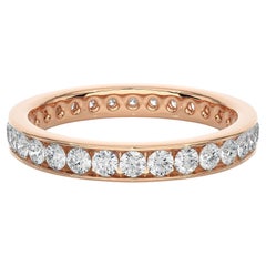 Channel Set Moissanite Band Ring for Her in Rose Gold Plated 925 Sterling Silver