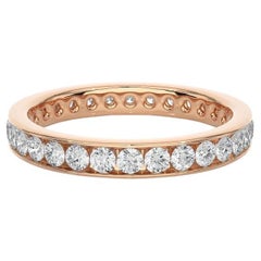 Channel Set Moissanite Band Gift for Girlfriend in Rose Gold Plated 925 Silver