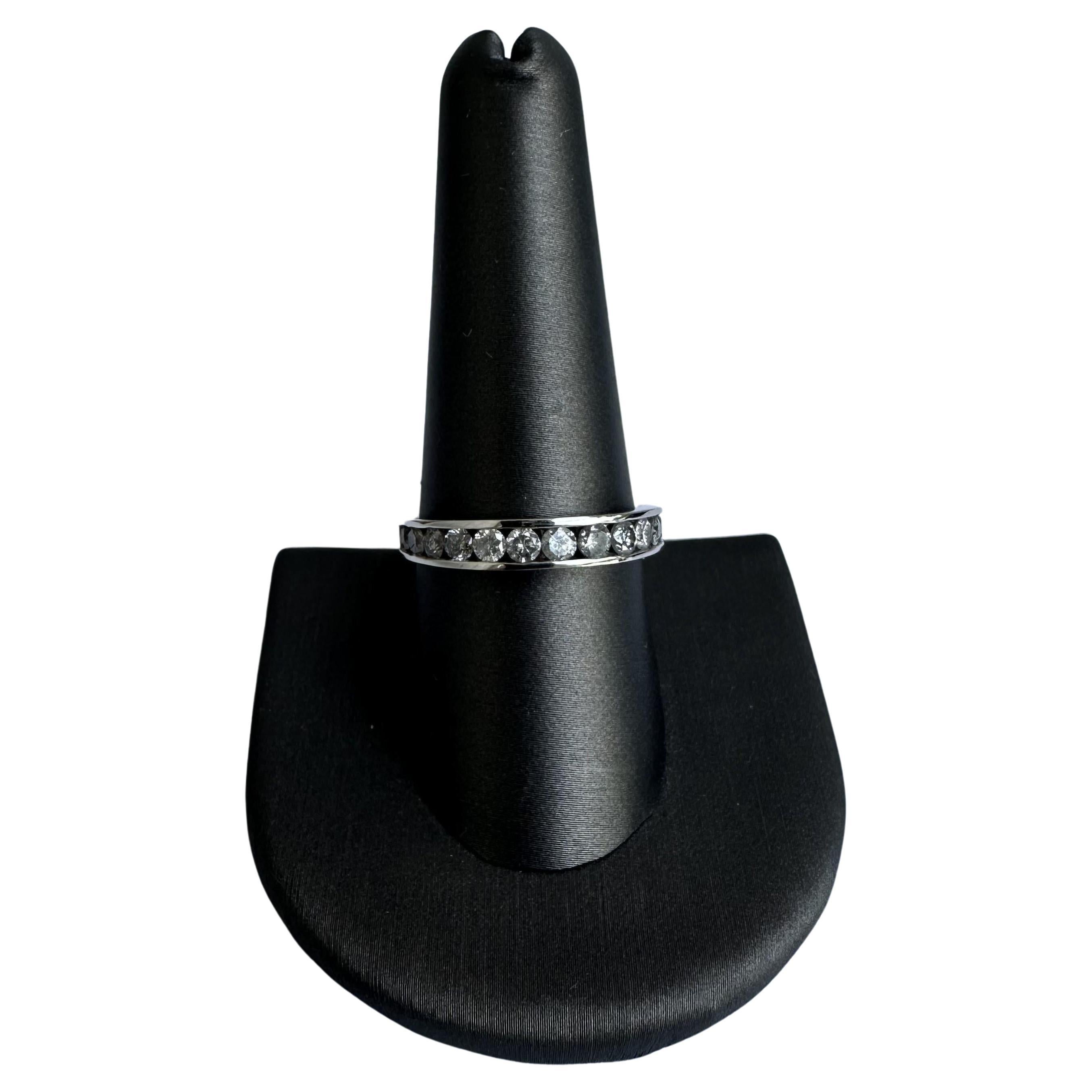 Channel Set Natural Diamond Ring in 10kt White Gold - 1ctw, Size 9, New
