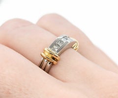 Channel Set Princess Cut Diamond Band in Platinum & 18k Yellow Gold