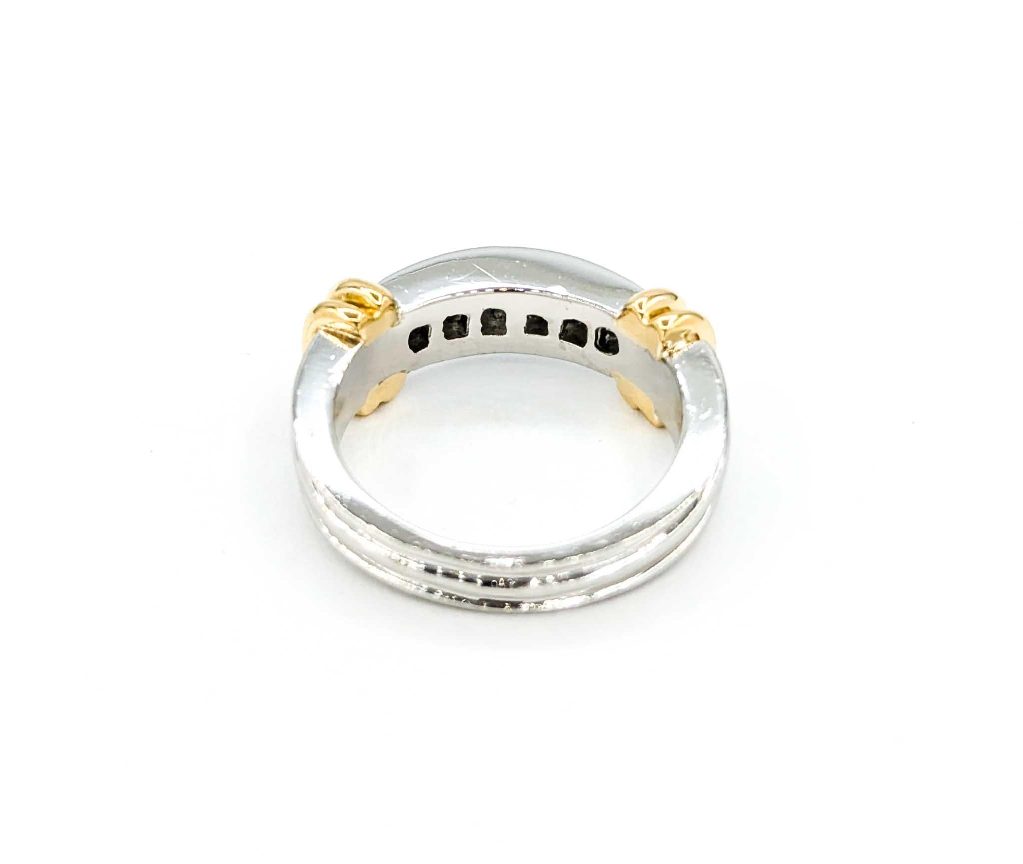 Bandeau en platine et or jaune 18k avec diamant taille princesse en Channel Set en vente 3