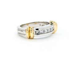 Channel Set Princess Cut Diamond Band in Platinum & 18k Yellow Gold